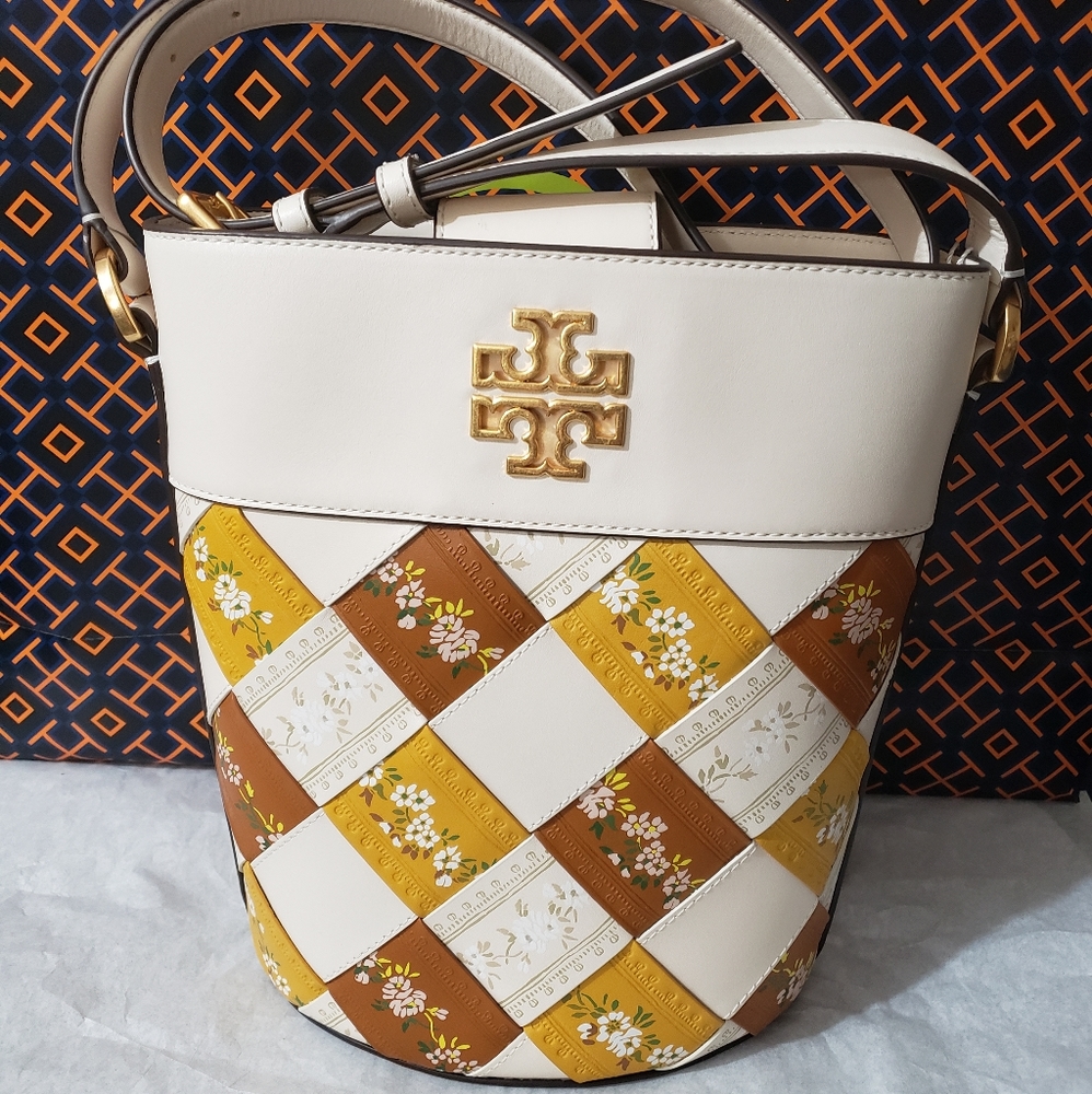 NWT TORY BURCH Britten Woven Leather Shoulder Bag